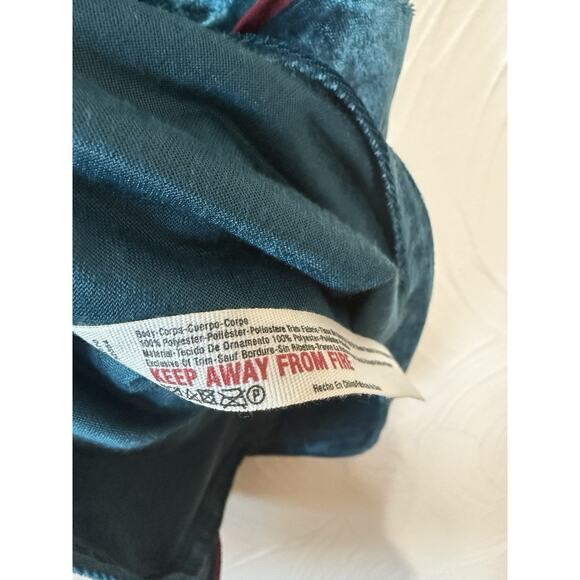 Free People Intimately Late Night Velvet Wrap Top Blouse Teal Burgundy Trim Sz S - Picture 5 of 6